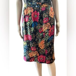 VINTAGE Louis Feraud 90’s baroque floral silk pencil Skirt-8